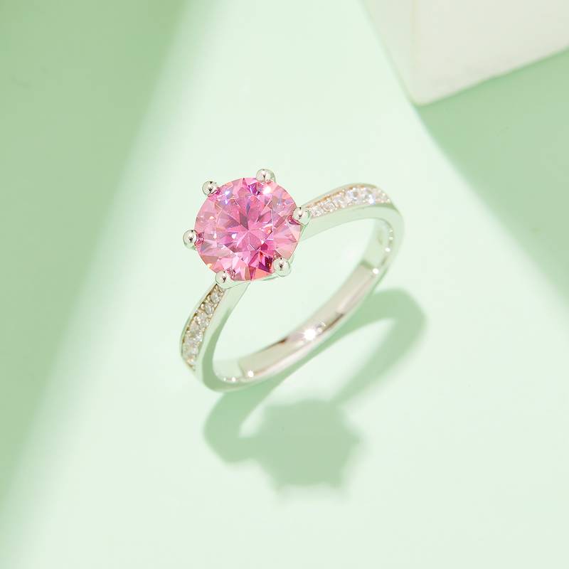 微镶灵动S925银镀白金MoissaniteWomen's Ring1.5ctD级